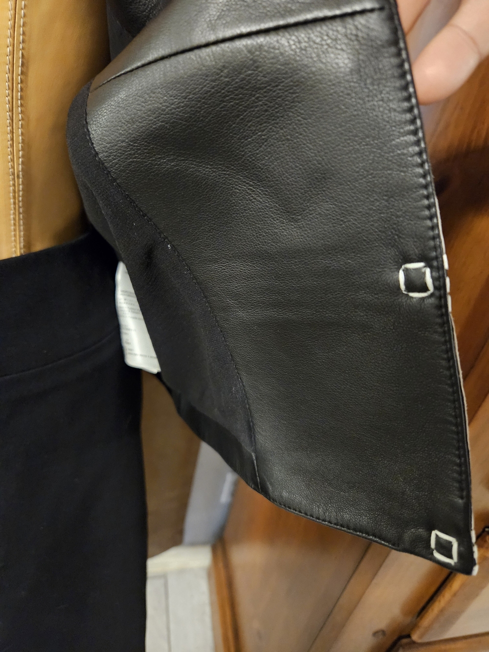 Black and White Windowpane Escada Leather Jacket - Picture 4 of 8
